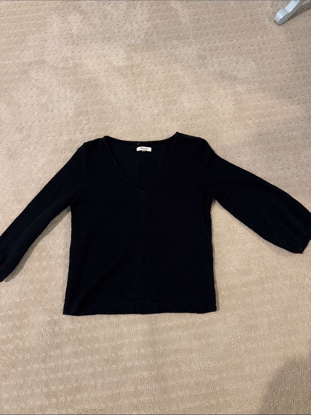 Madewell Black V-Neck Lightweight Knit Sweater